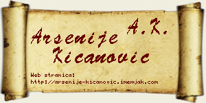 Arsenije Kićanović vizit kartica